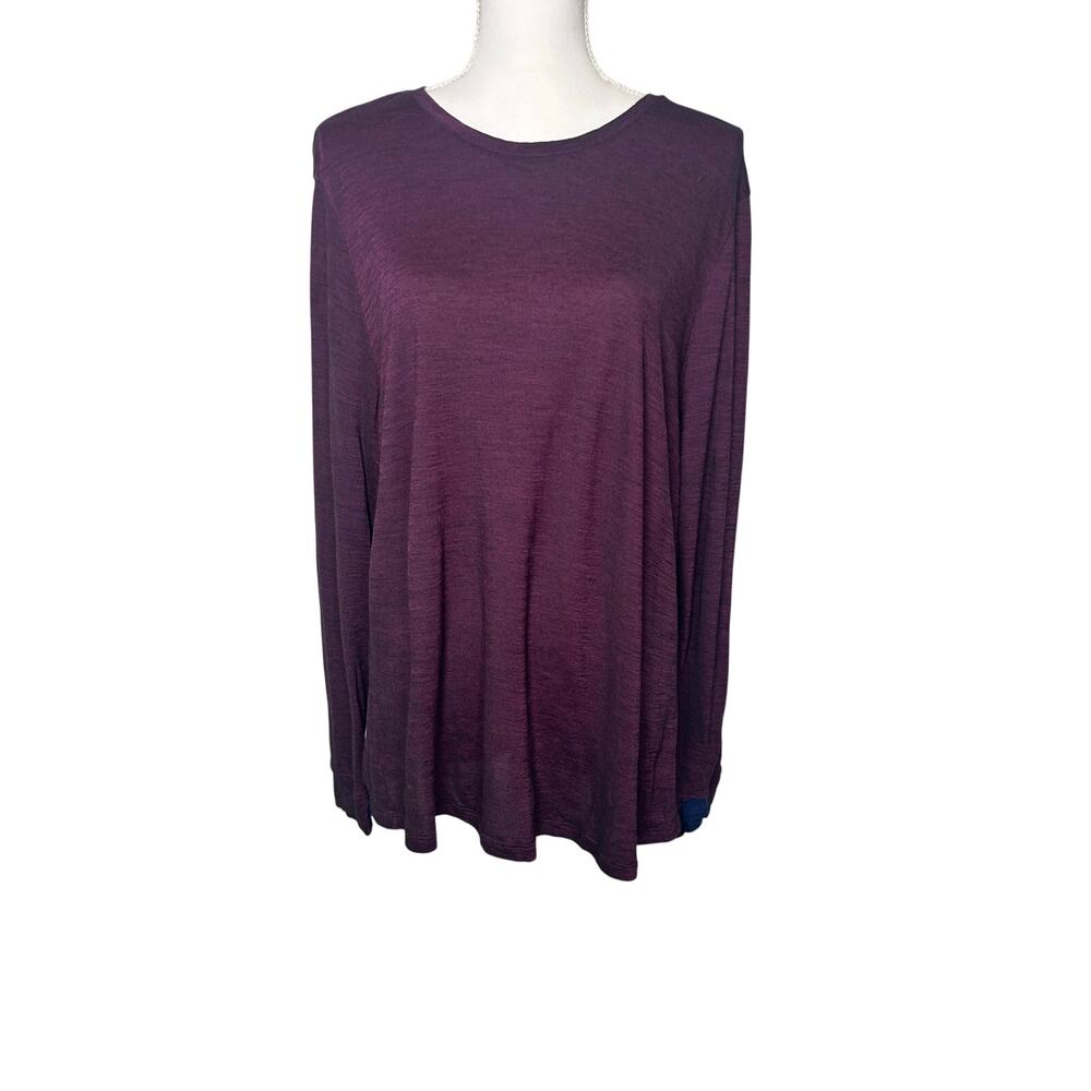Bombas women's purple merino wool blend long sleeve base layer size 1X